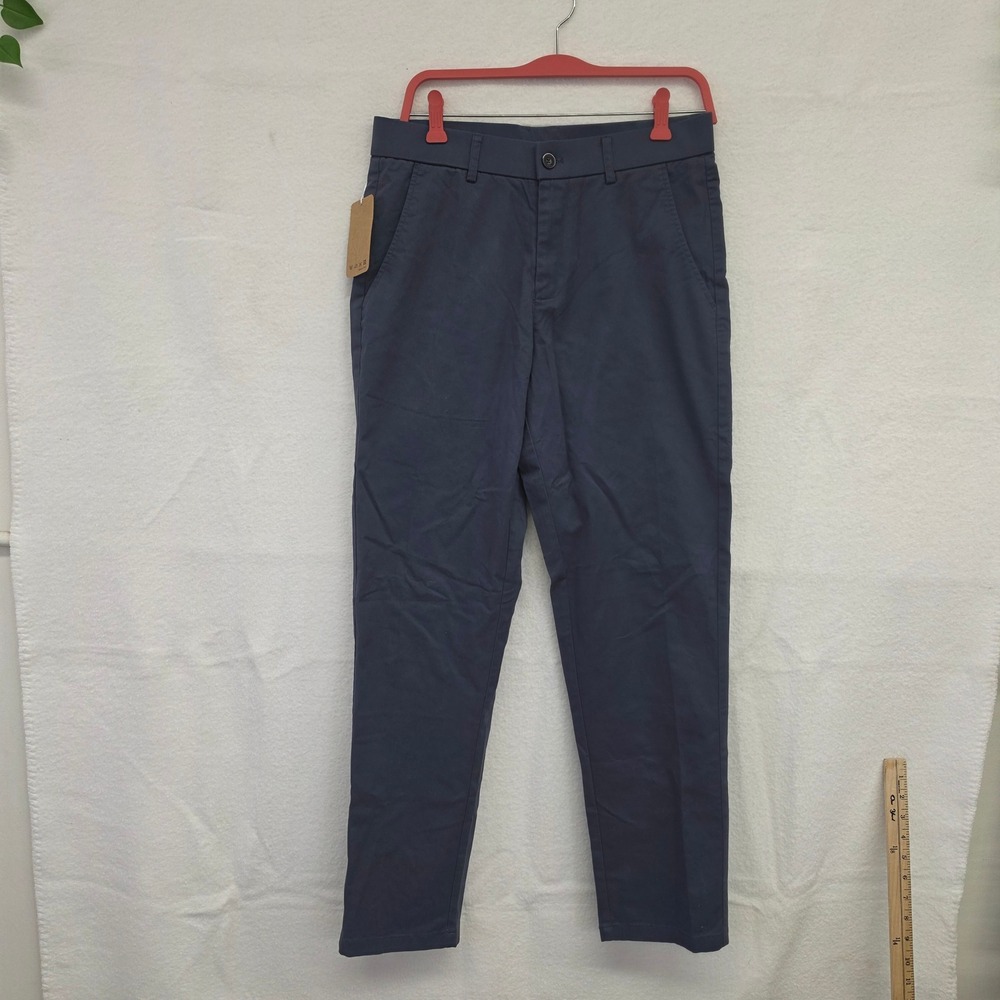 *NWT* Plaid&Plain Mens Slim Fit Chino Pants Pacific Blue 30x30 Stretch Twill